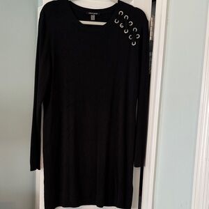 Cable & Gaige Black Long Sleeve Dress with Grommet Detail
